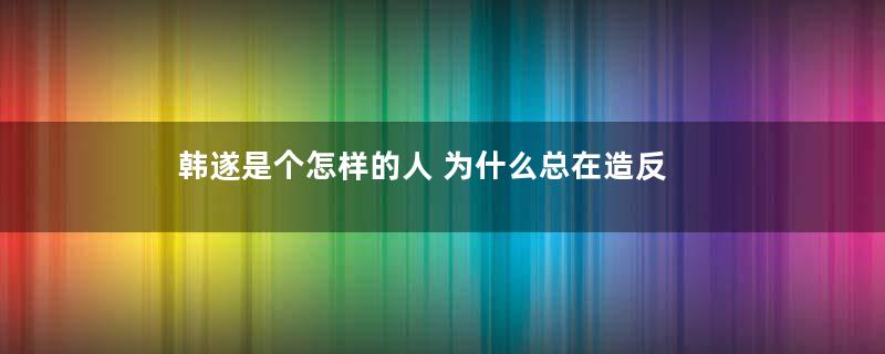 韩遂是个怎样的人 为什么总在造反